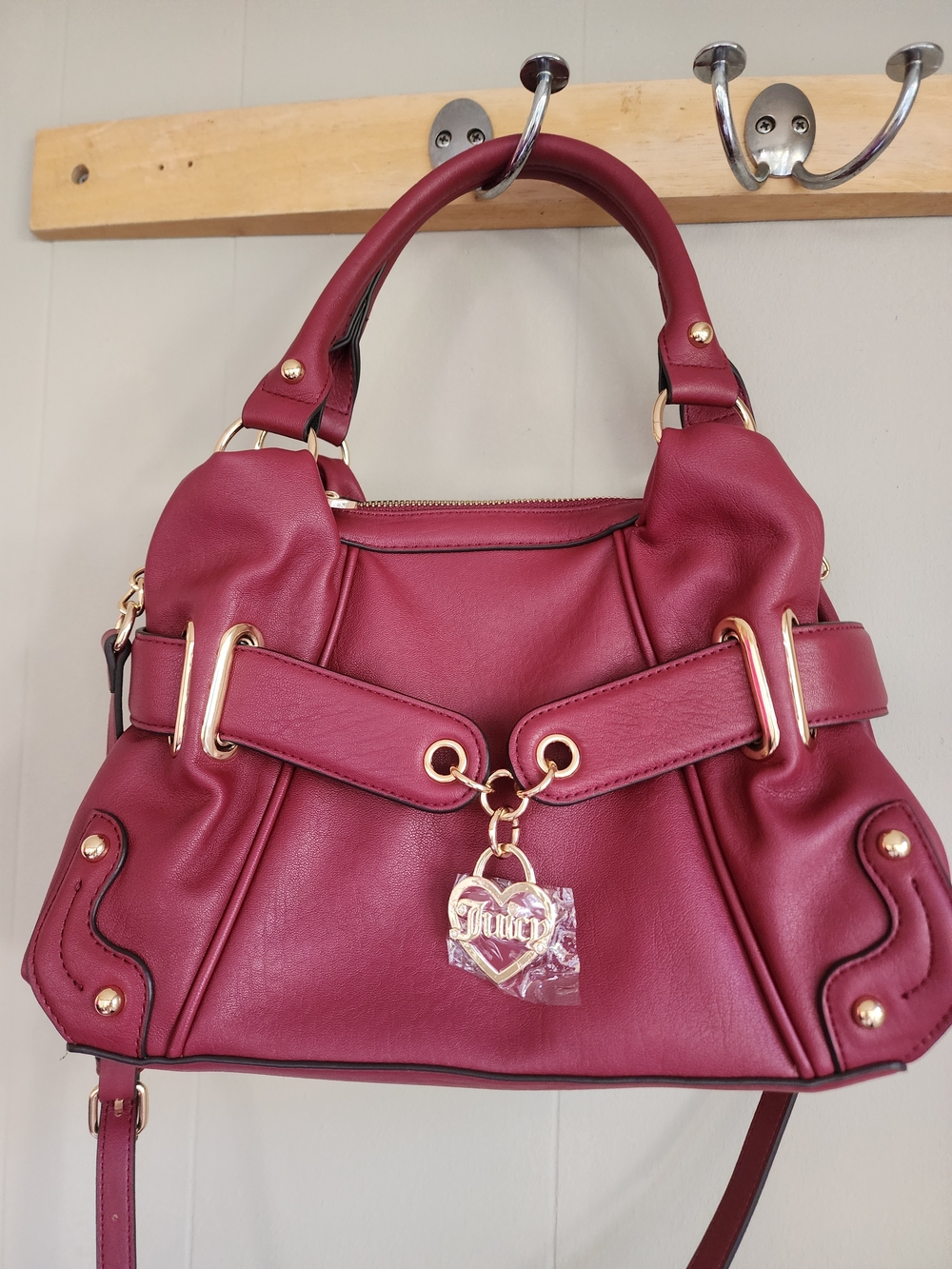 Juicy Couture Berry Red Satchel with Gold Hardware